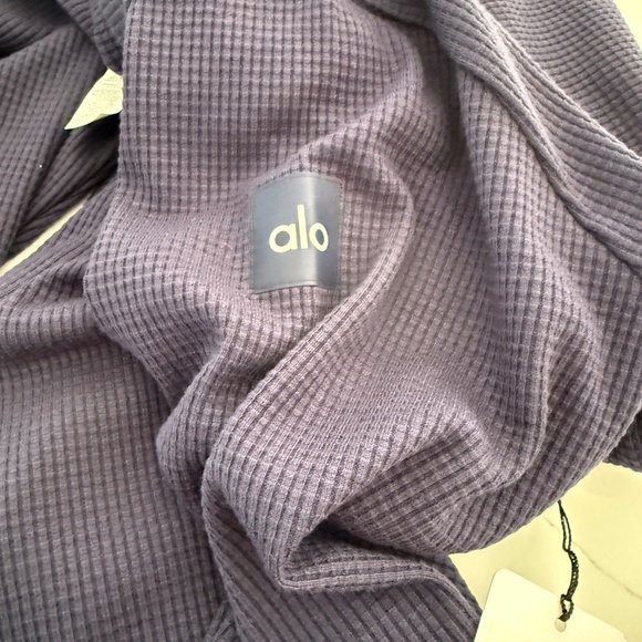 ALO Mens Waffle Long Sleeve Crew Neck Sweater Navy Blue NWT Size 2XL - Picture 4 of 6